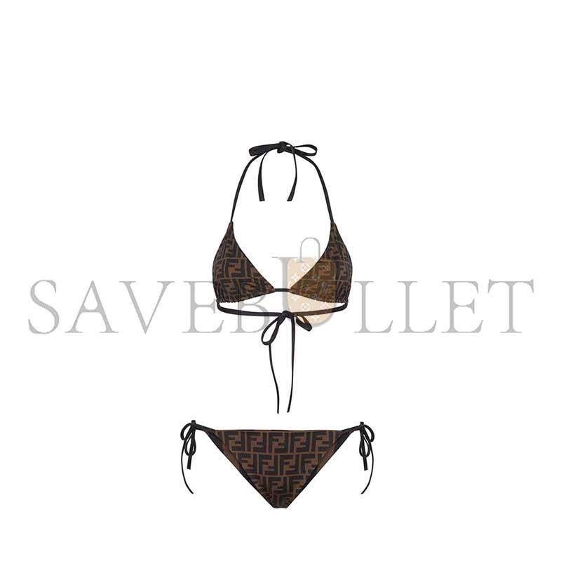 F**di swimsuit brown lycra reversible bikini fxba30aqbyf13iz